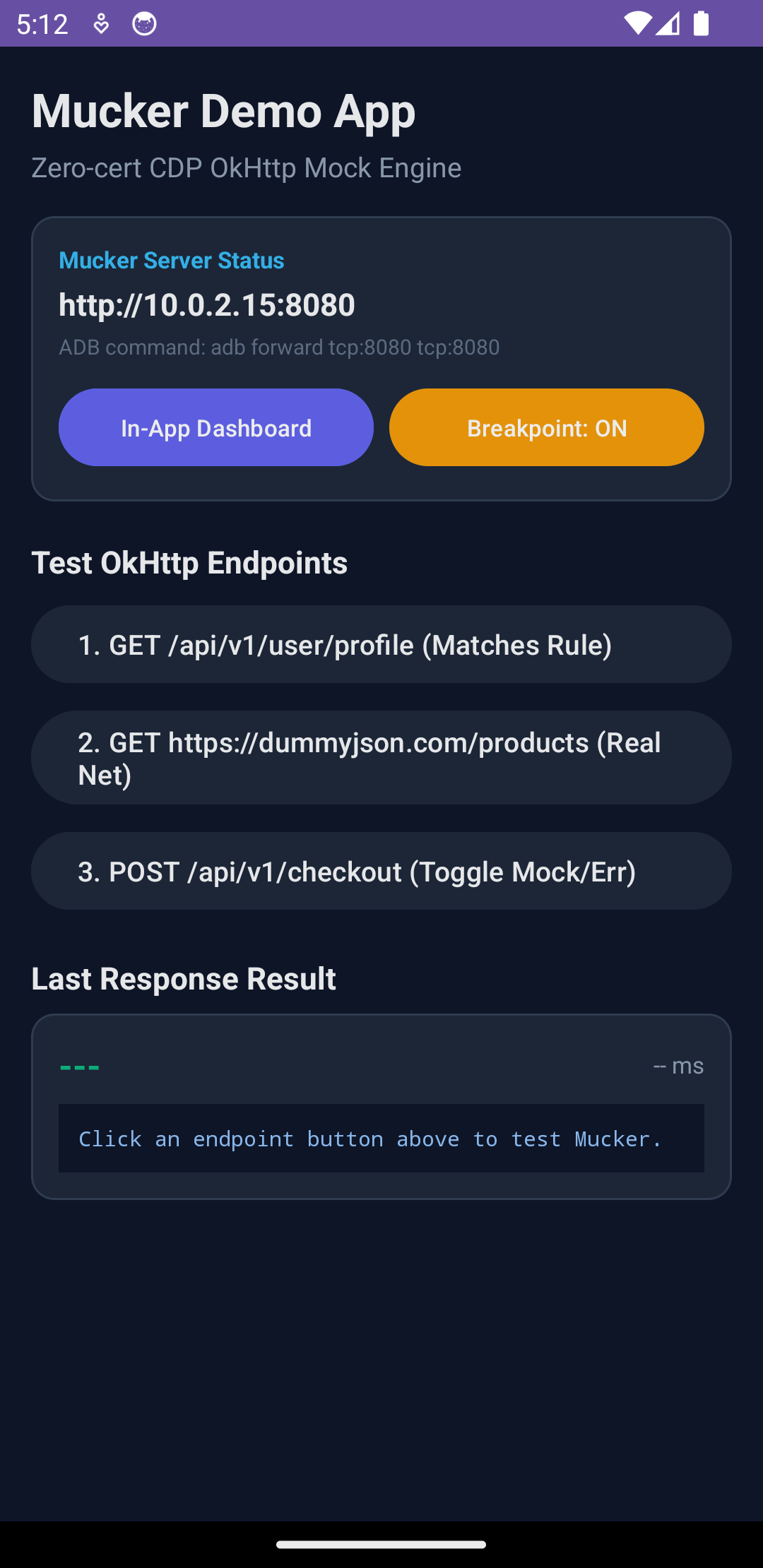 Mucker Native Demo App with Test Buttons